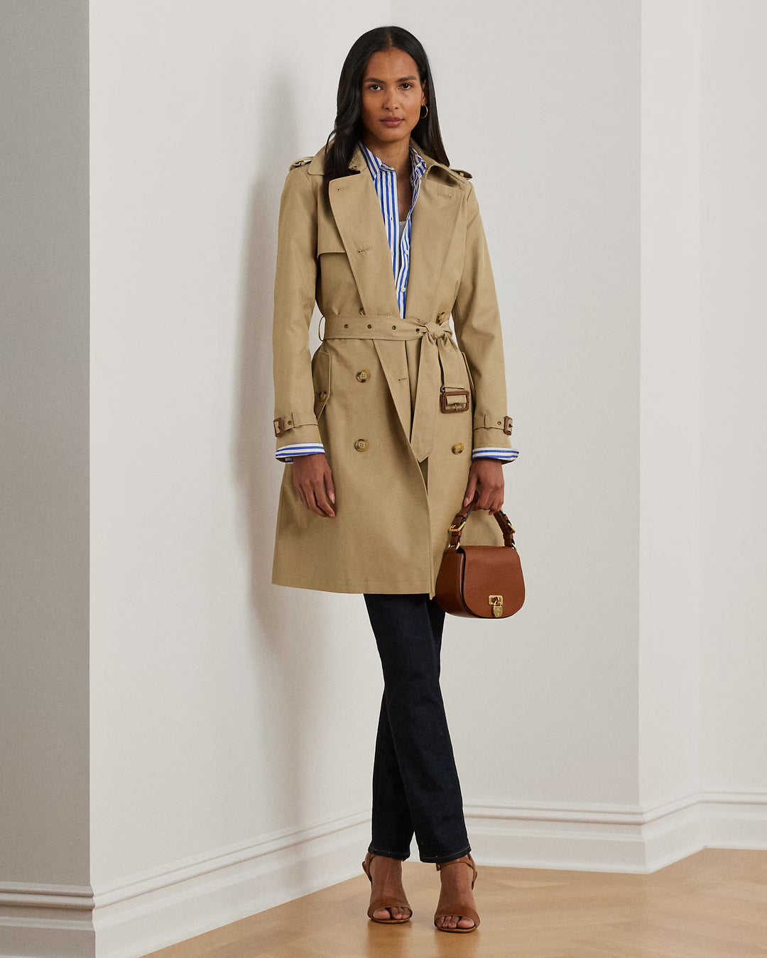 Lauren Ralph Lauren Double-Breasted Cotton-Blend Trench Coat | Birch Tan