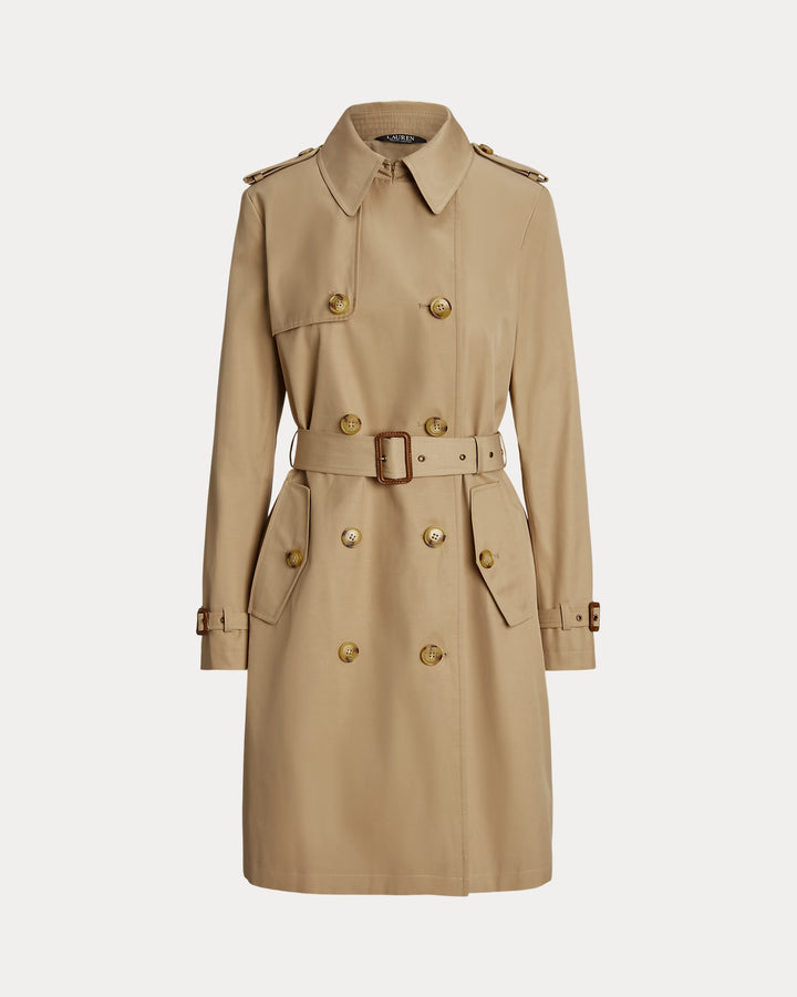 Lauren Ralph Lauren Double-Breasted Cotton-Blend Trench Coat | Birch Tan