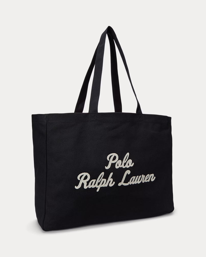 Ralph Lauren Embroidered Canvas Tote | Black