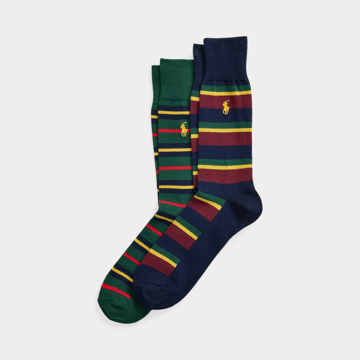 Ralph Lauren Striped Cotton-Blend Trouser Sock 2-Pack | Navy/Green