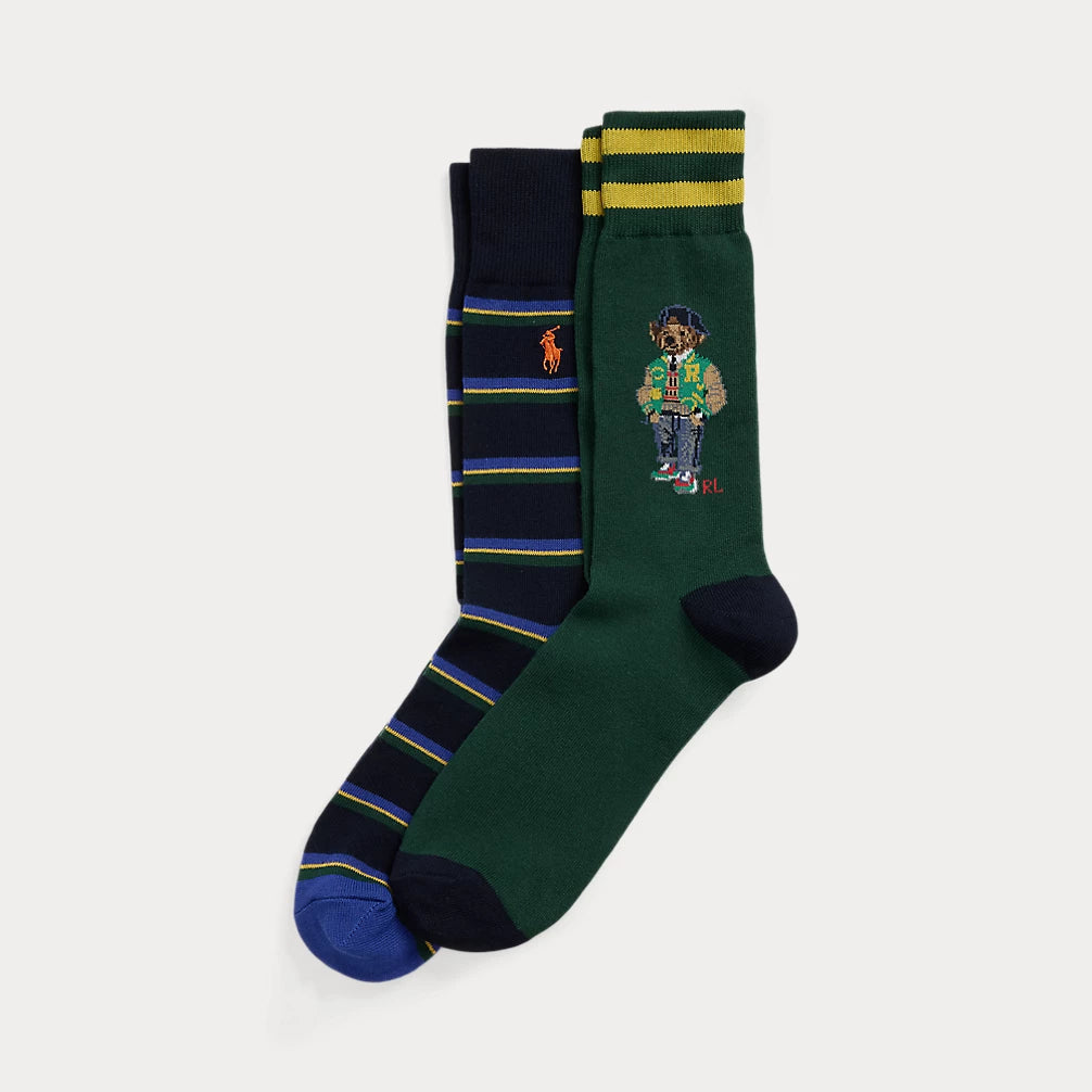 Ralph Lauren Polo Bear Trouser Sock 2-Pack | Navy/Green