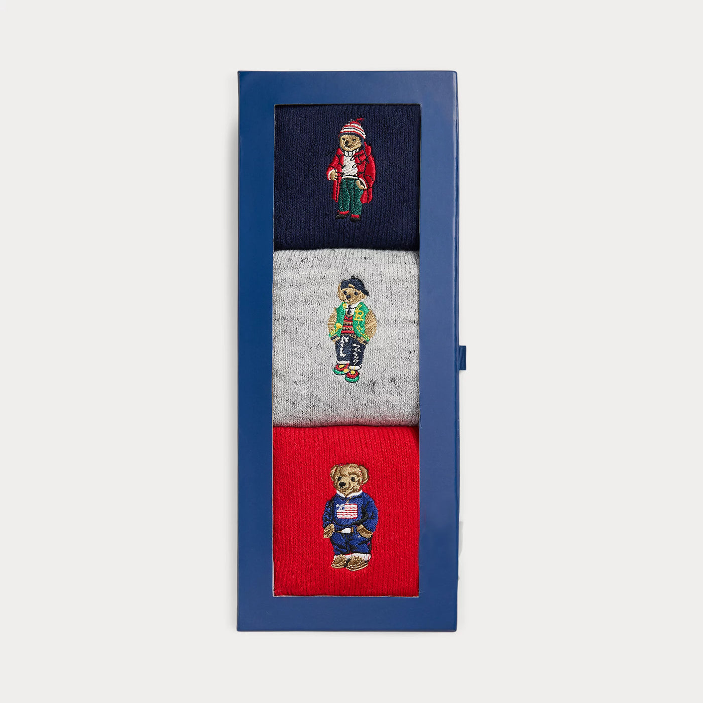 Ralph Lauren Polo Bear Roll-Top 3-Sock Gift Set | Navy/Grey/Red