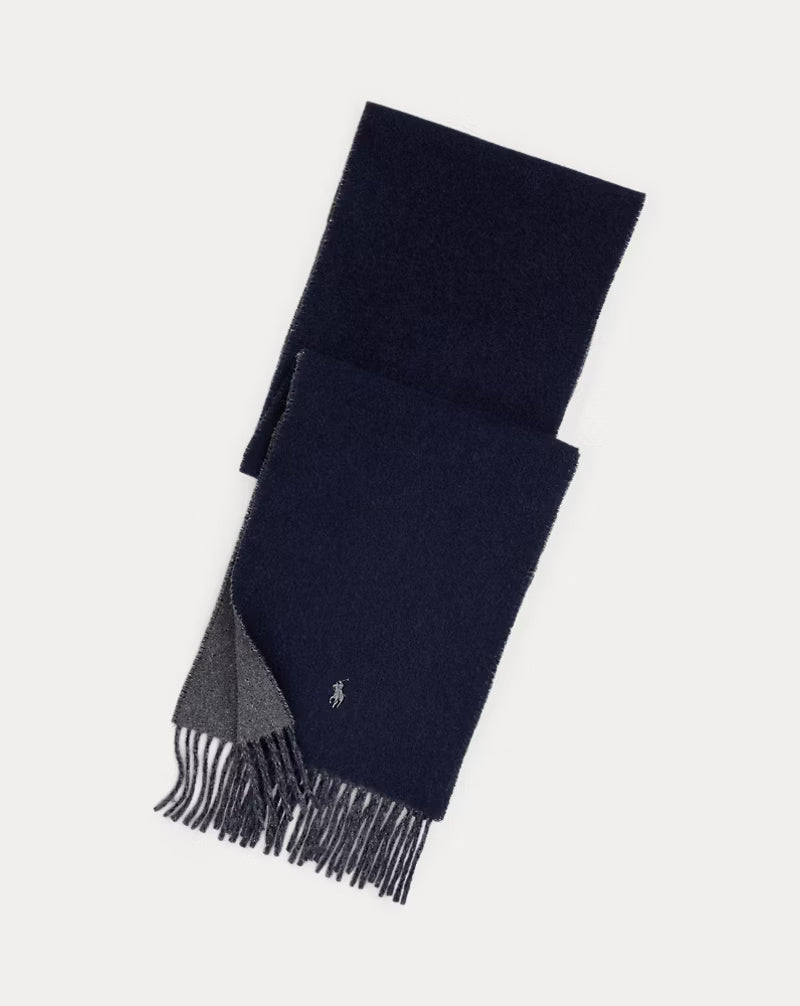 Ralph Lauren Reversible Wool-Blend Scarf | Navy/Charcoal