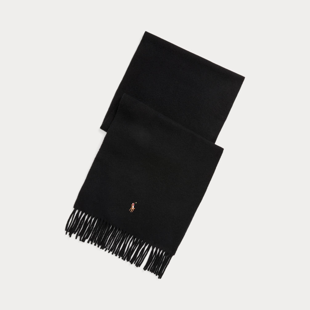 Ralph Lauren Fringe Virgin Wool Scarf | Black