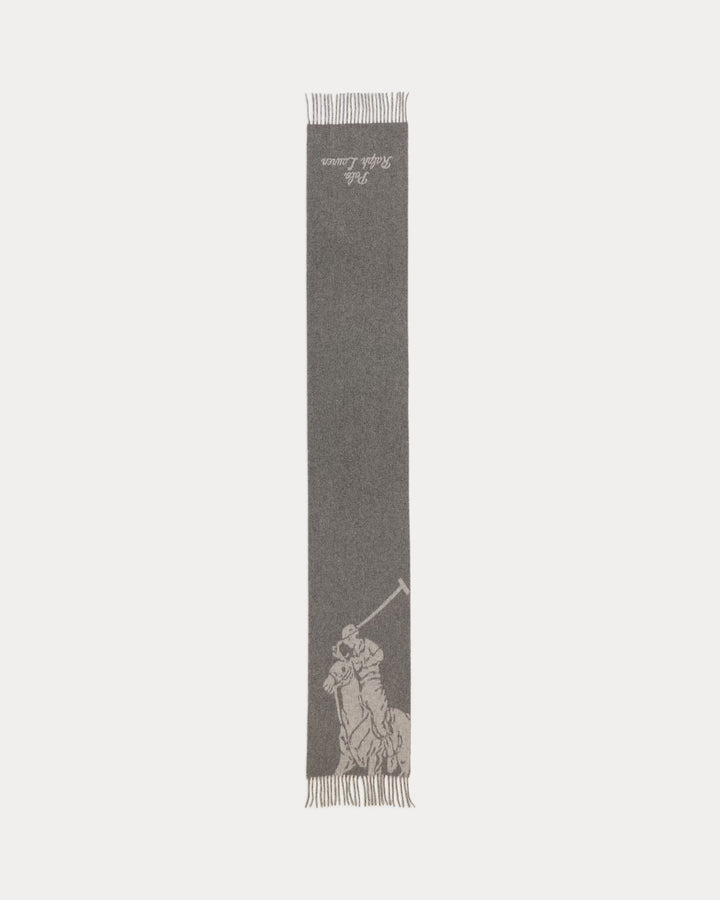 Ralph Lauren Big Pony Wool-Blend Scarf | Med Grey/Light Grey