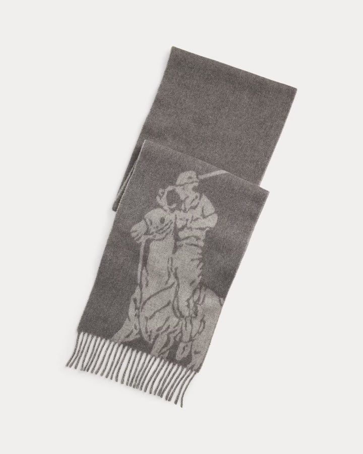 Ralph Lauren Big Pony Wool-Blend Scarf | Med Grey/Light Grey