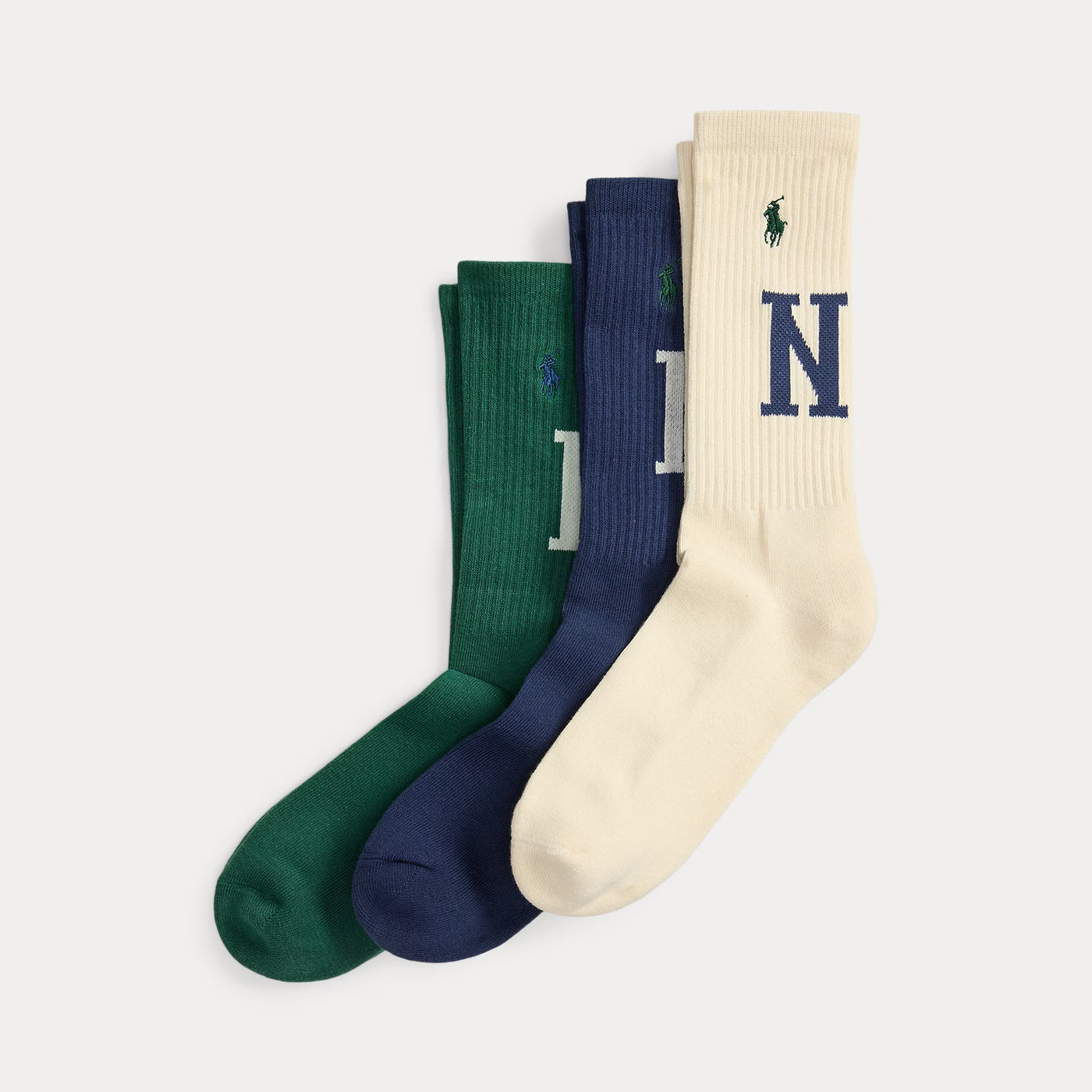 Ralph Lauren Cotton-Blend Crew Sock 3-Pack | Green/Navy/Cream