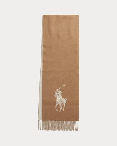 Ralph Lauren Big Pony Wool Scarf | Camel/Cream