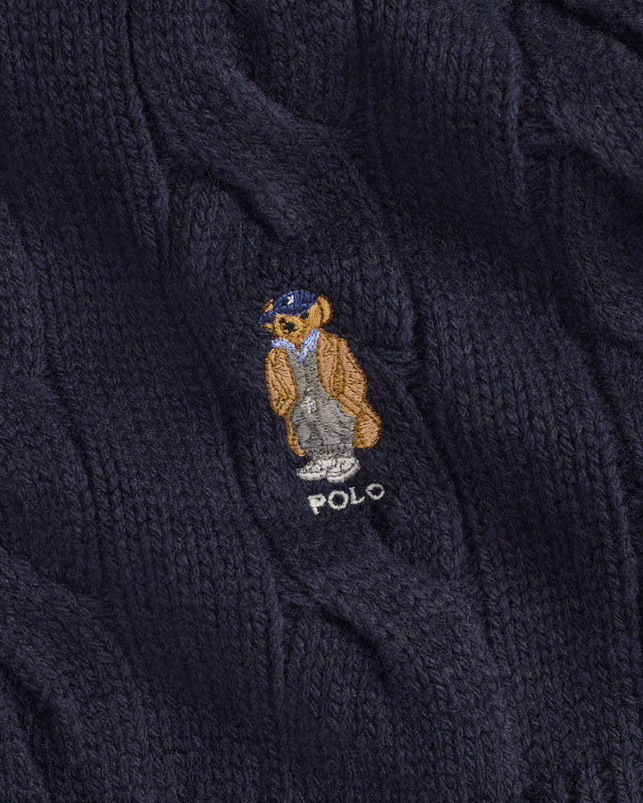 Ralph Lauren Polo Bear Cable-Knit Wool-Blend Scarf | Navy