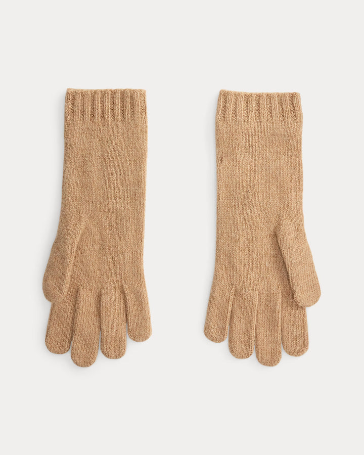 Ralph Lauren Cable-Knit Wool-Cashmere Gloves | Camel