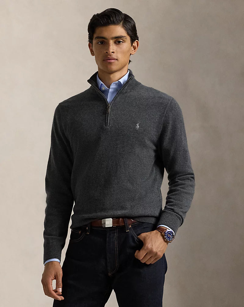 Ralph Lauren Wool Quarter-Zip Jumper | Dark Charcoal