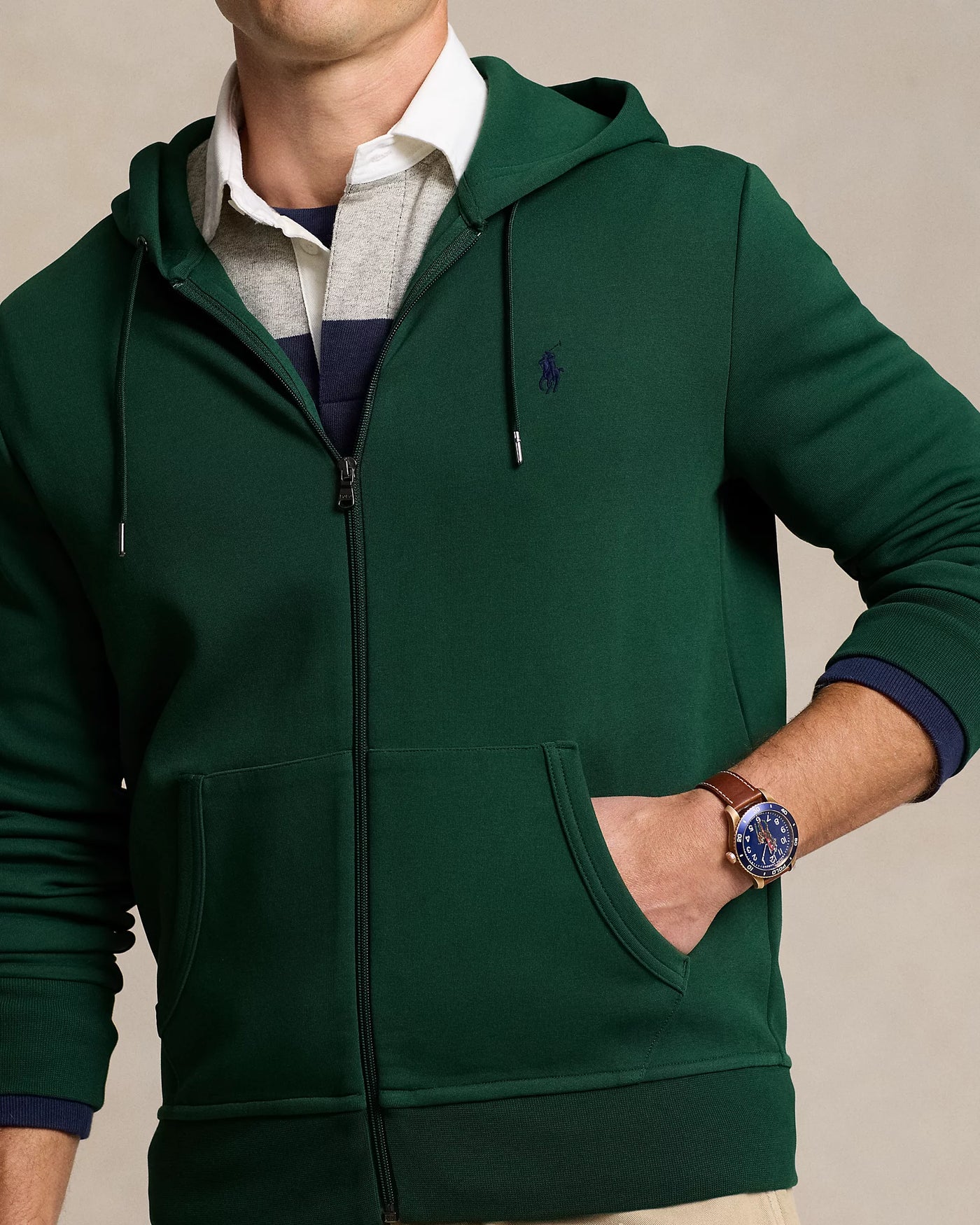 Ralph Lauren Double-Knit Full-Zip Hoodie | Vintage Pine