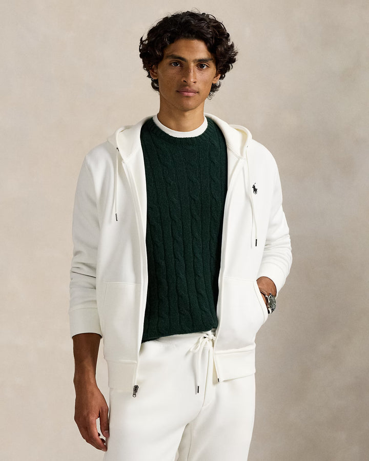 Ralph Lauren Double-Knit Full-Zip Hoodie | White