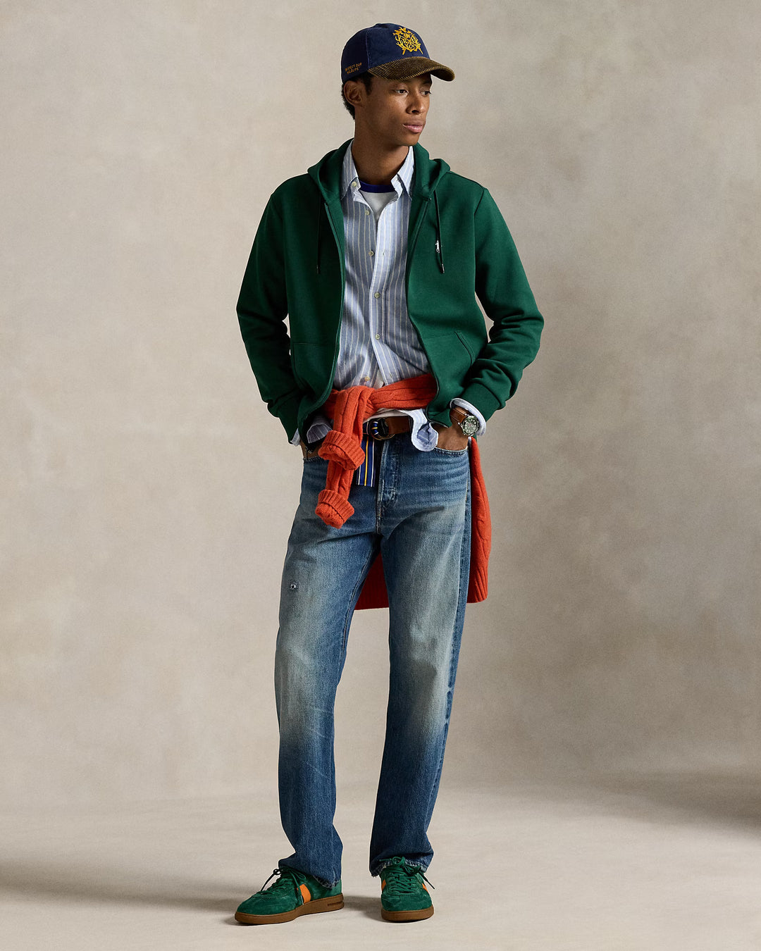 Ralph Lauren Double-Knit Full-Zip Hoodie | Vintage Pine