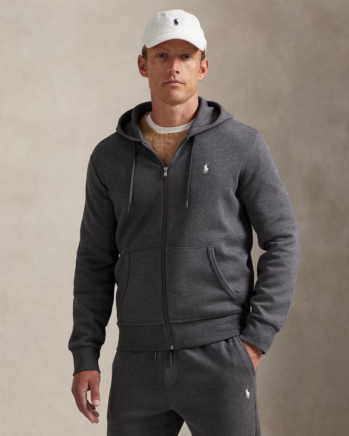 Ralph Lauren Double-Knit Full-Zip Hoodie | Barclay Heather