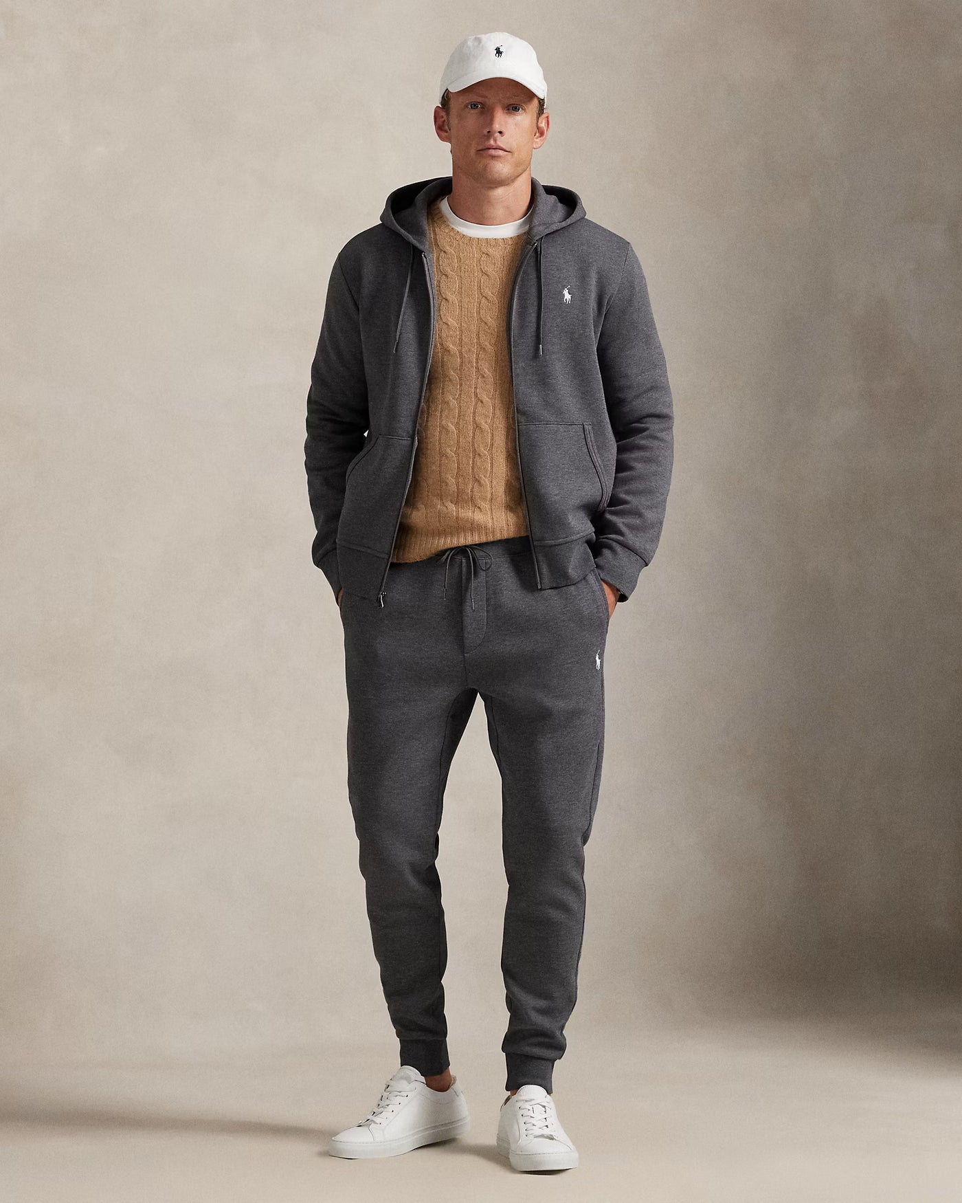 Ralph Lauren Double-Knit Full-Zip Hoodie | Barclay Heather