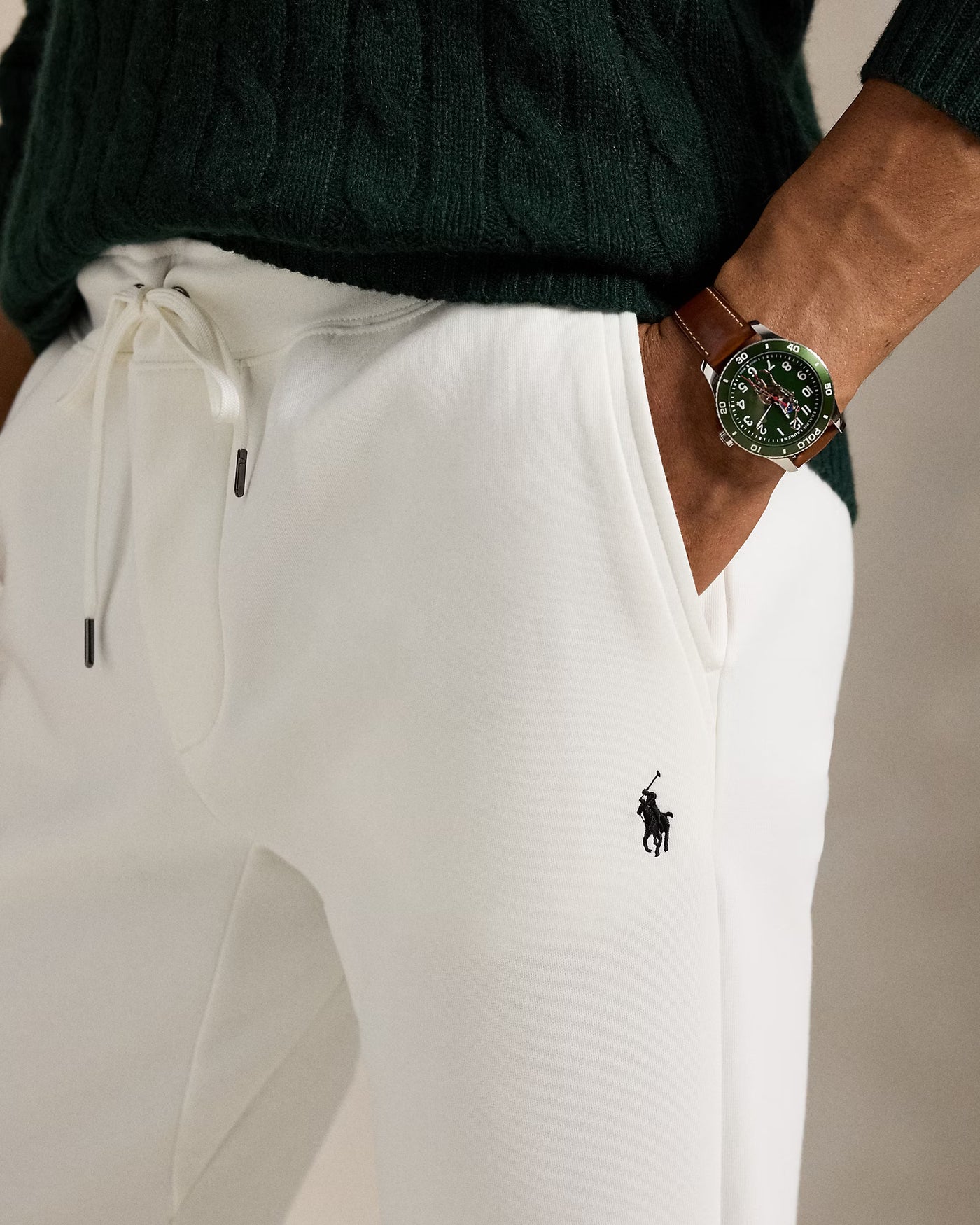 Ralph Lauren Double-Knit Jogging Bottom | White