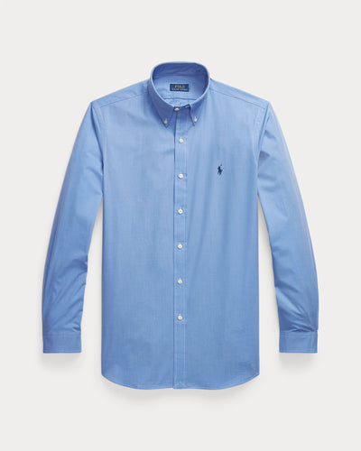 Ralph Lauren Custom Fit Stretch Poplin Shirt | Blue End on End