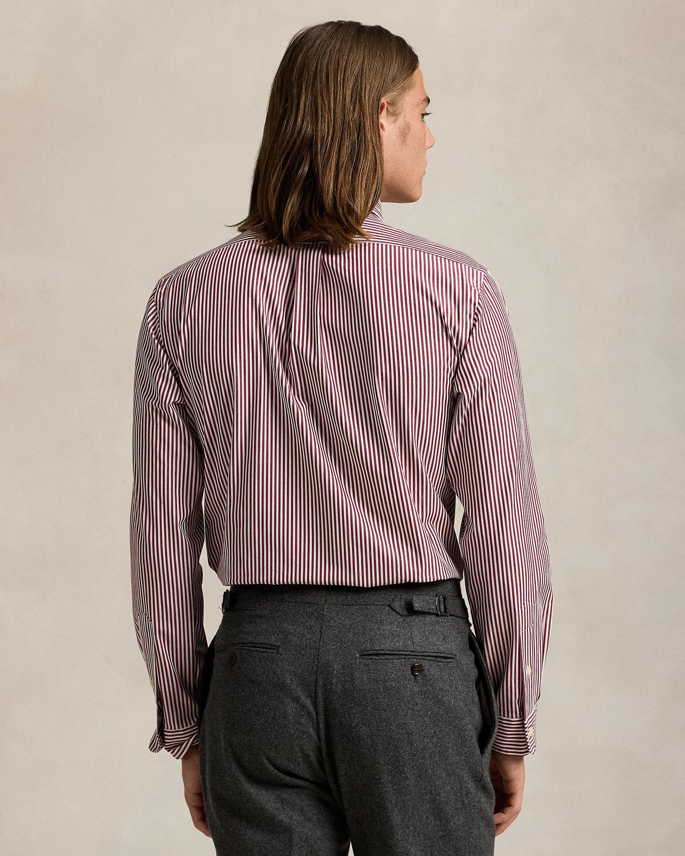 Ralph Lauren Custom Fit Striped Stretch Poplin Shirt | Wine/White