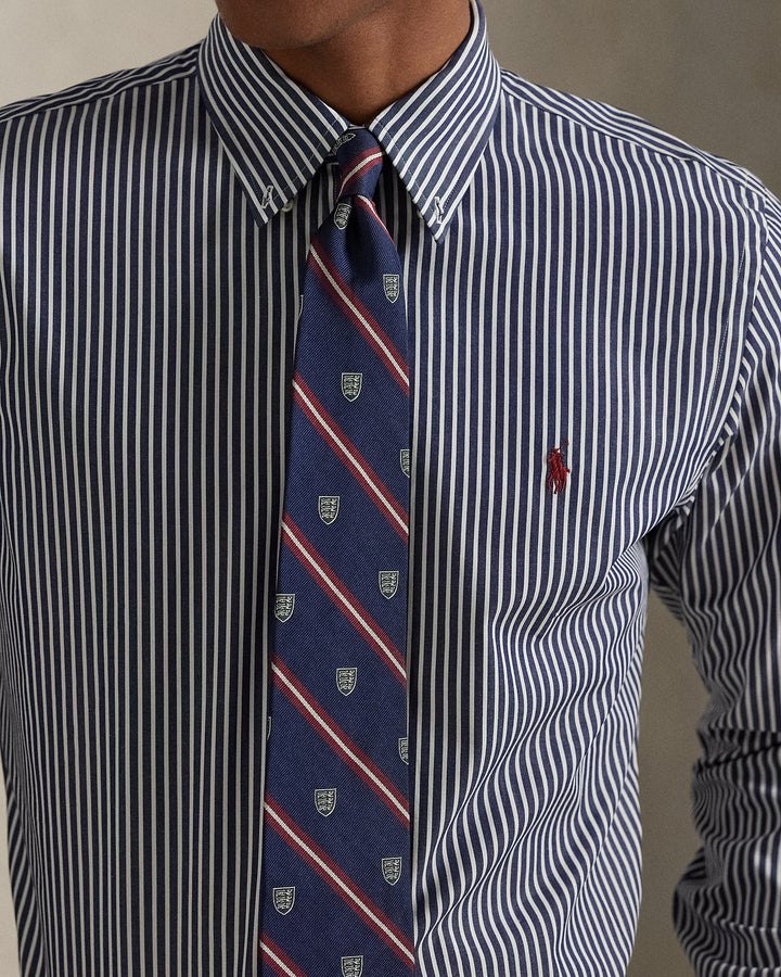 Ralph Lauren Custom Fit Striped Stretch Poplin Shirt | Navy/White