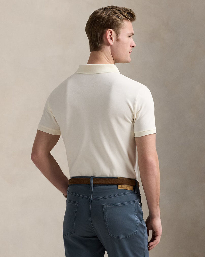Ralph Lauren Custom Slim Fit Big Pony Mesh Polo Shirt | Clubhouse Cream
