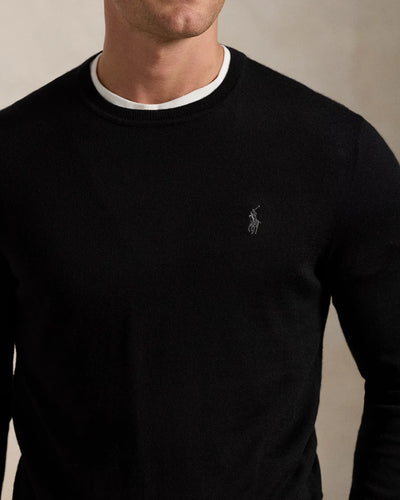 Ralph Lauren Slim Fit Washable Wool Crewneck Jumper | Black