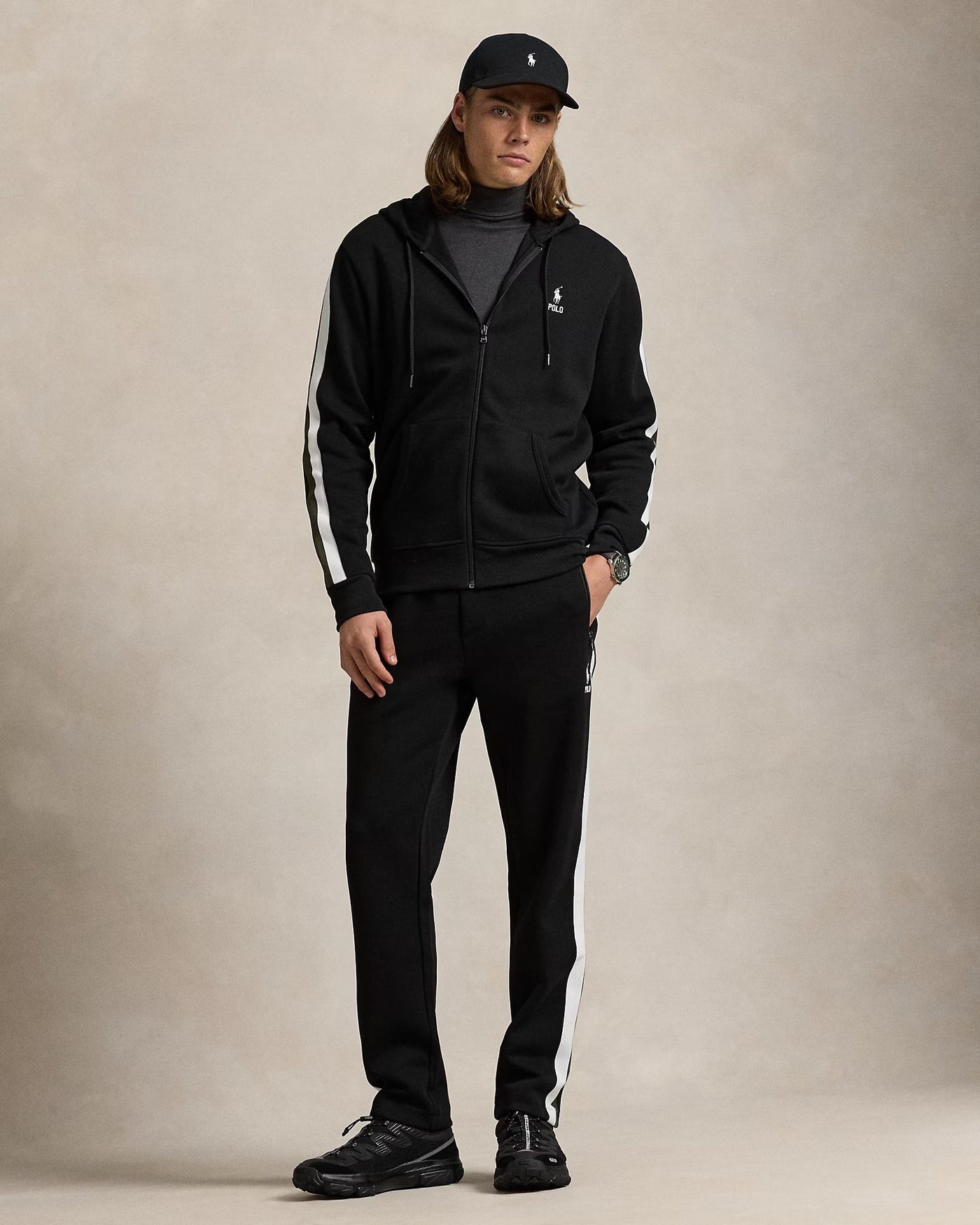 Ralph Lauren Double-Knit Full-Zip Hoodie | Black