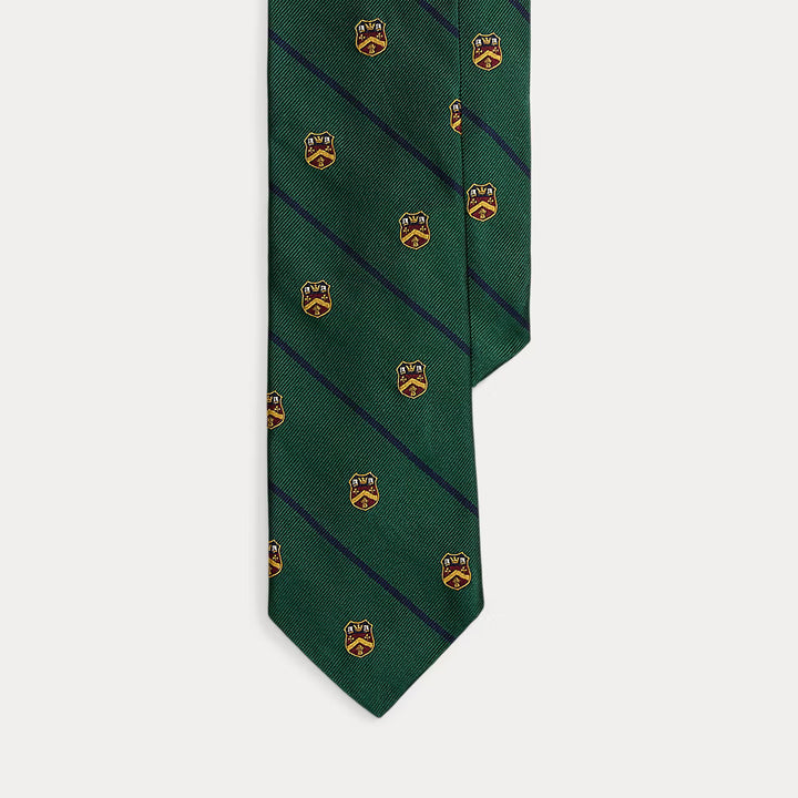Ralph Lauren Striped Silk Repp Club Tie | Dark Green