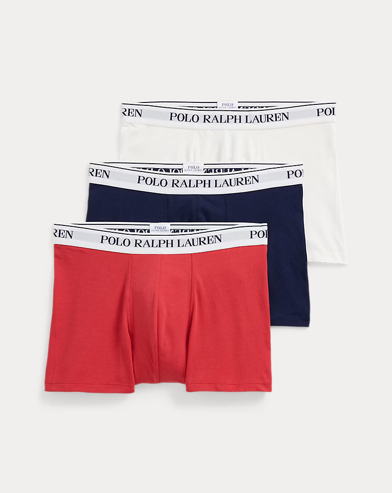 Ralph Lauren Classic Stretch Cotton Trunk 3-Pack | Navy/Red/White