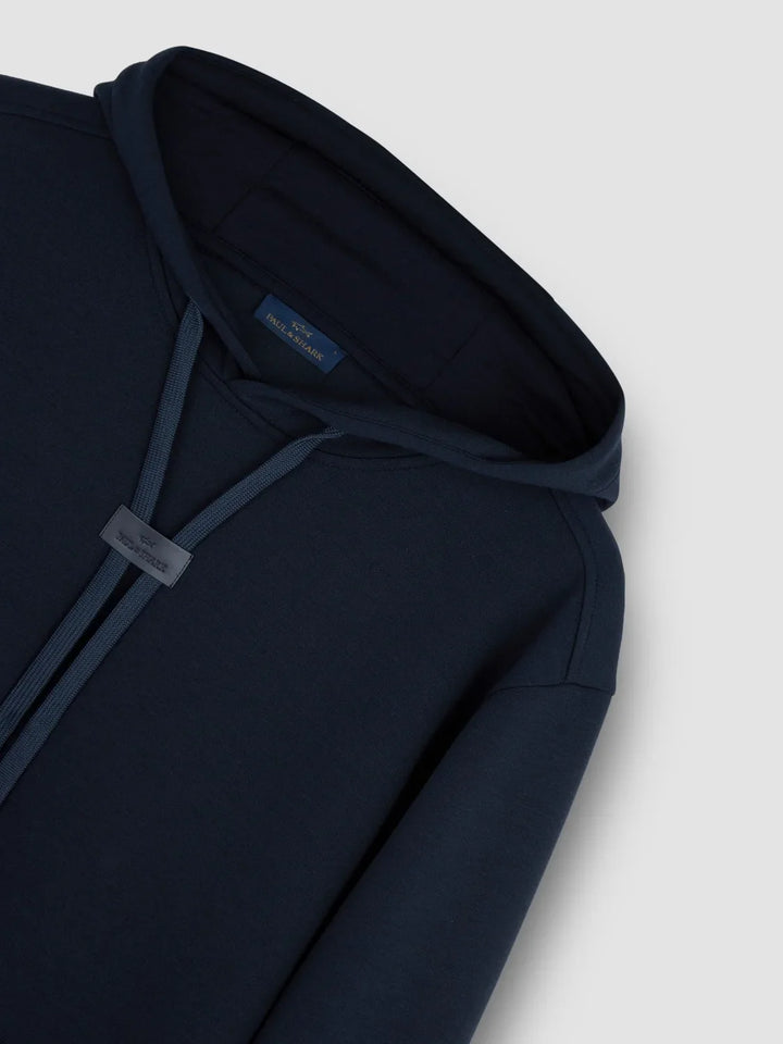 Paul & Shark Leather Badge Tech Fleece Hoodie | Navy