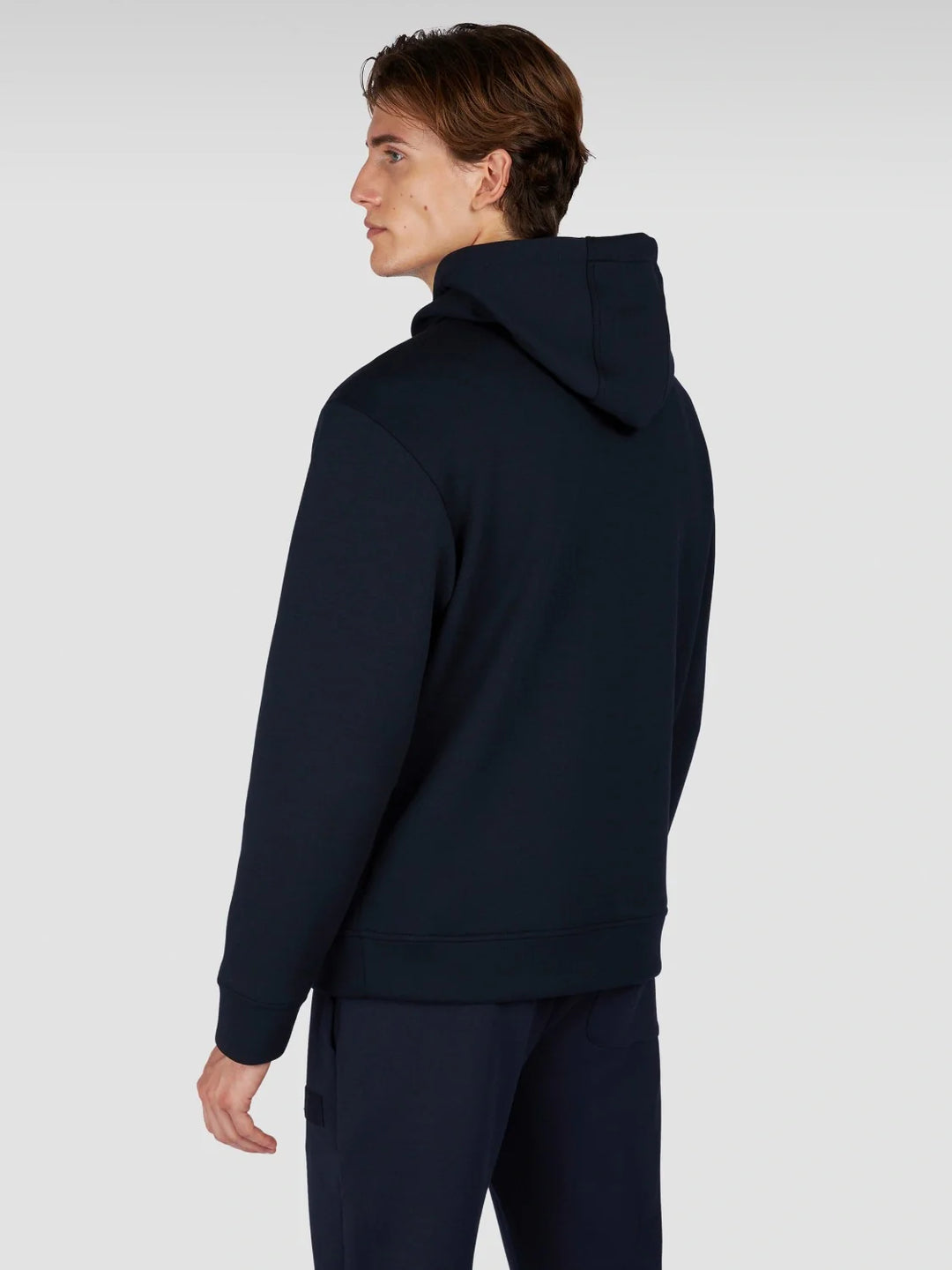 Paul & Shark Leather Badge Tech Fleece Hoodie | Navy