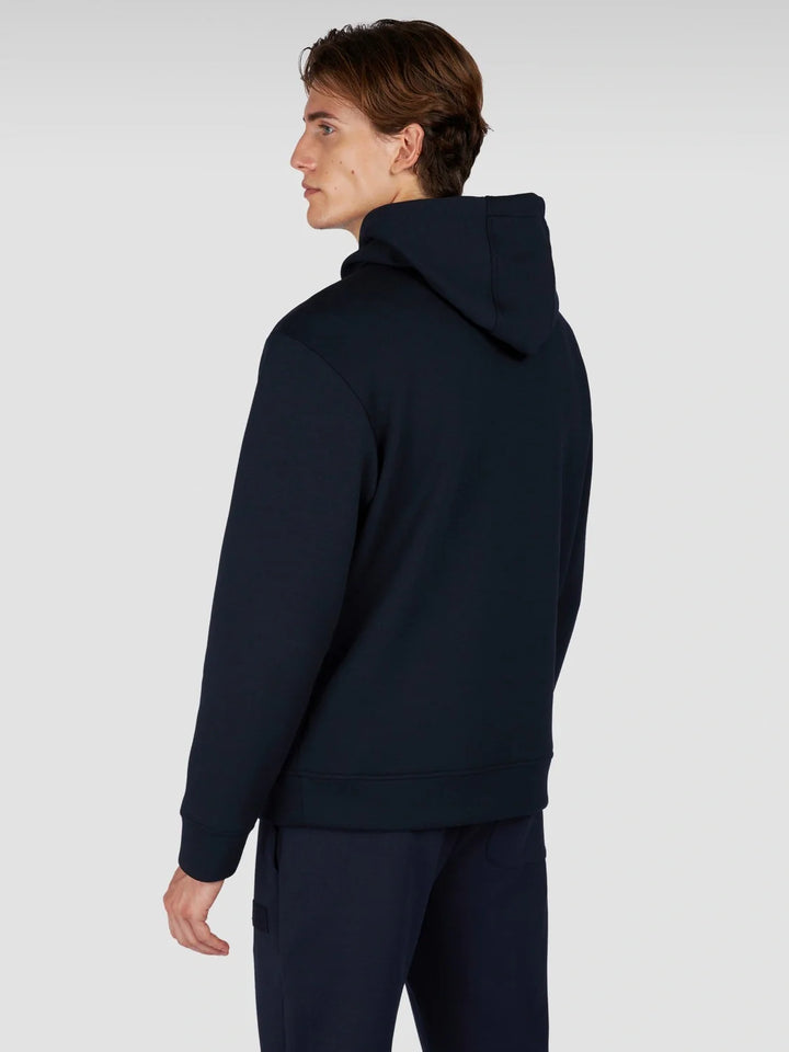 Paul & Shark Leather Badge Tech Fleece Hoodie | Navy