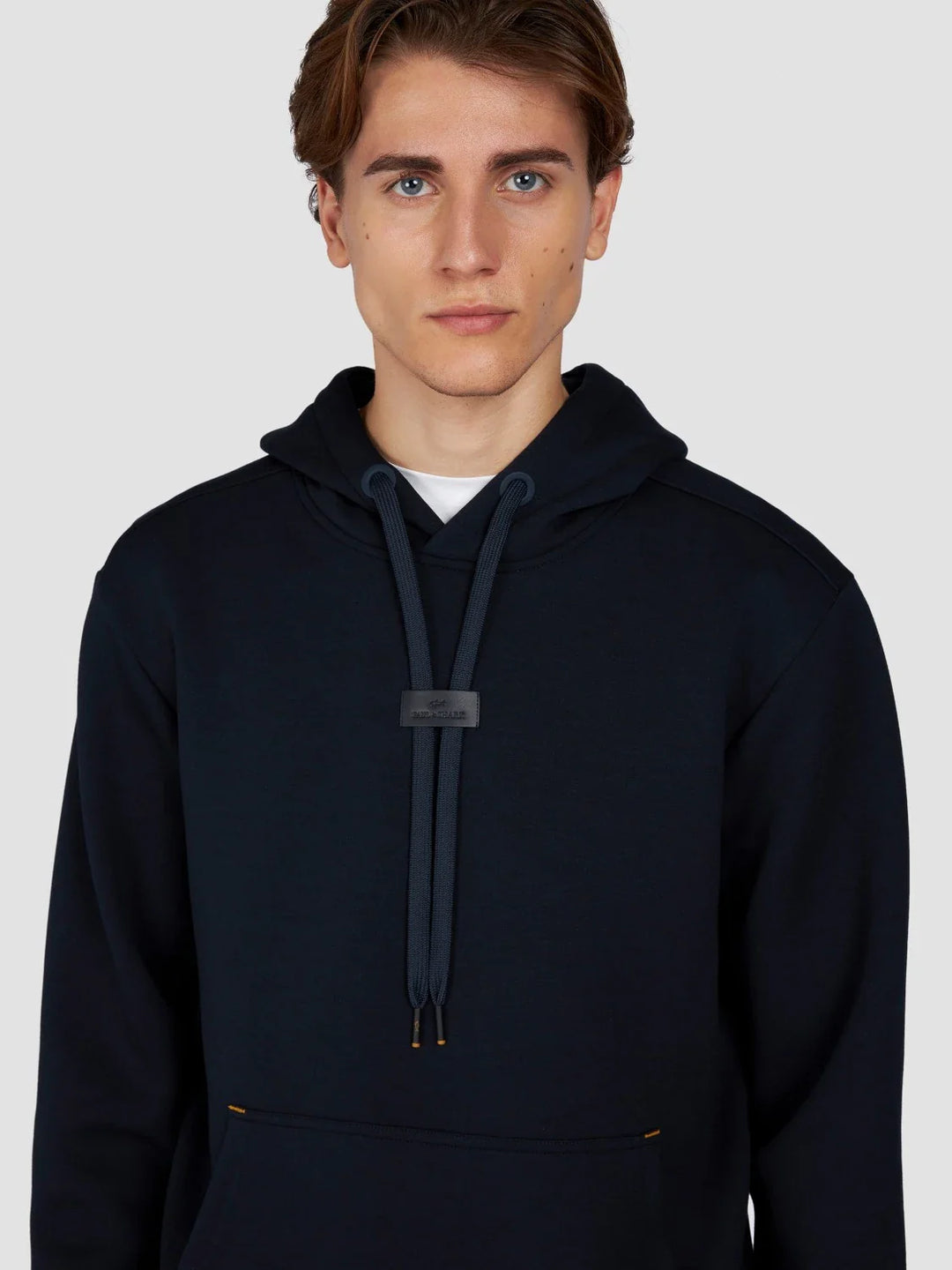 Paul & Shark Leather Badge Tech Fleece Hoodie | Navy