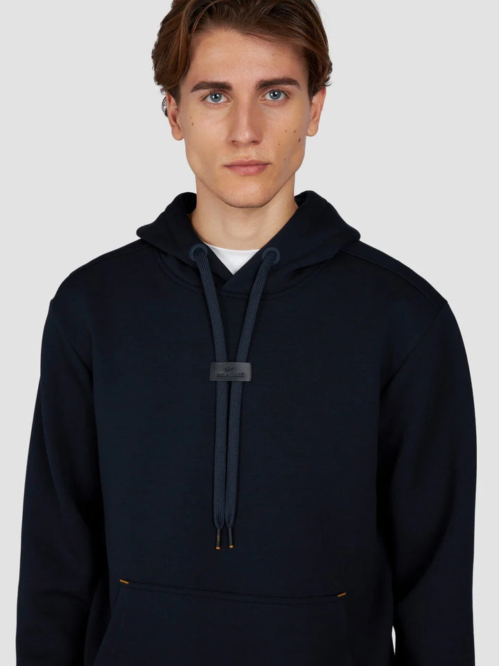 Paul & Shark Leather Badge Tech Fleece Hoodie | Navy