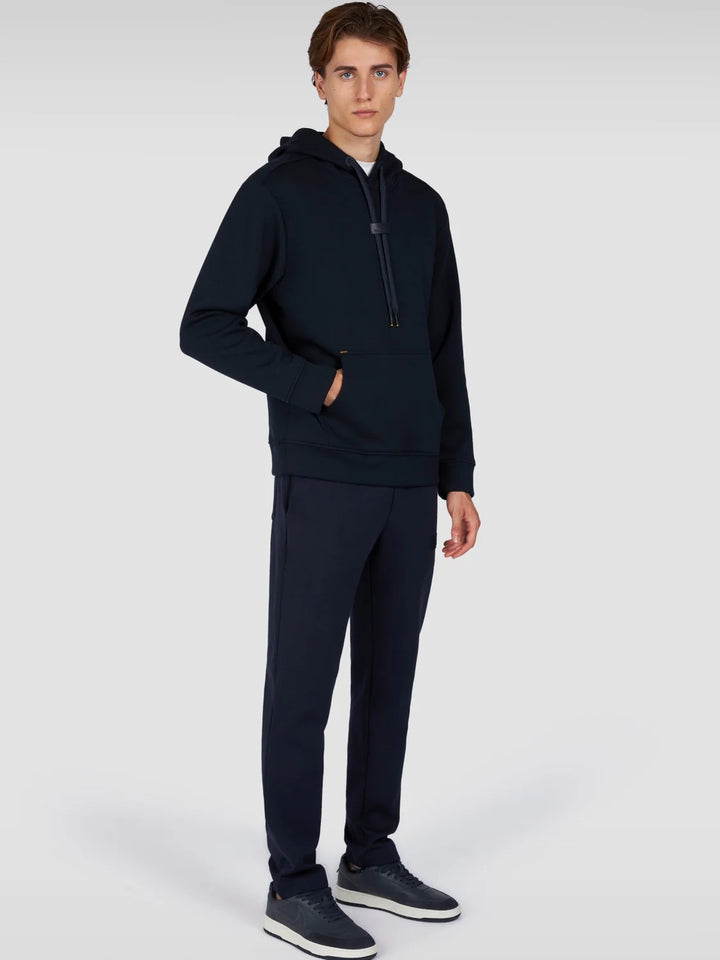 Paul & Shark Leather Badge Tech Fleece Hoodie | Navy