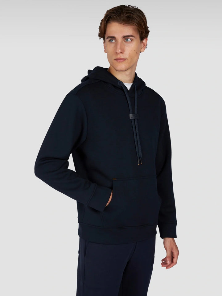 Paul & Shark Leather Badge Tech Fleece Hoodie | Navy