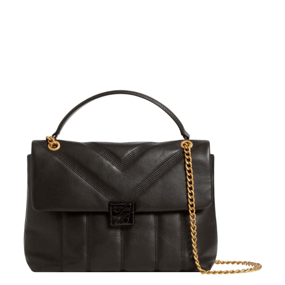 Ted Baker Anileah TB Script Detail Leather Padded Shoulder Bag | Black