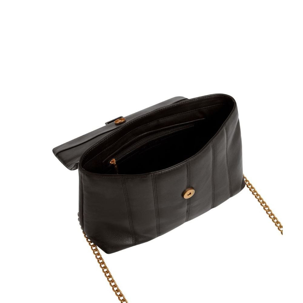 Ted Baker Anileah TB Script Detail Leather Padded Shoulder Bag | Black