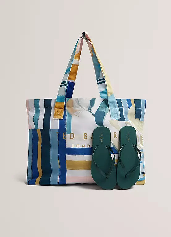 Ted Baker Shelyss Printed Shopper And Flip-Flops Set | Multi/Green