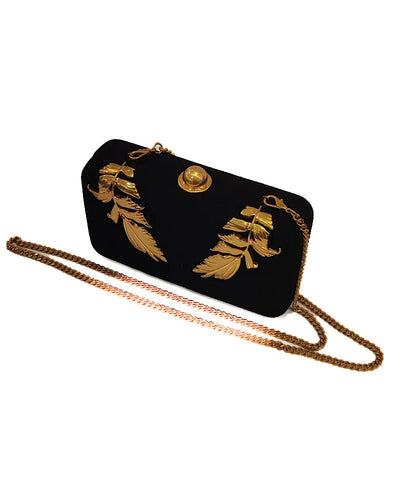 Ted Baker Leefi Leaf Detail Hardcase Clutch Bag | Black