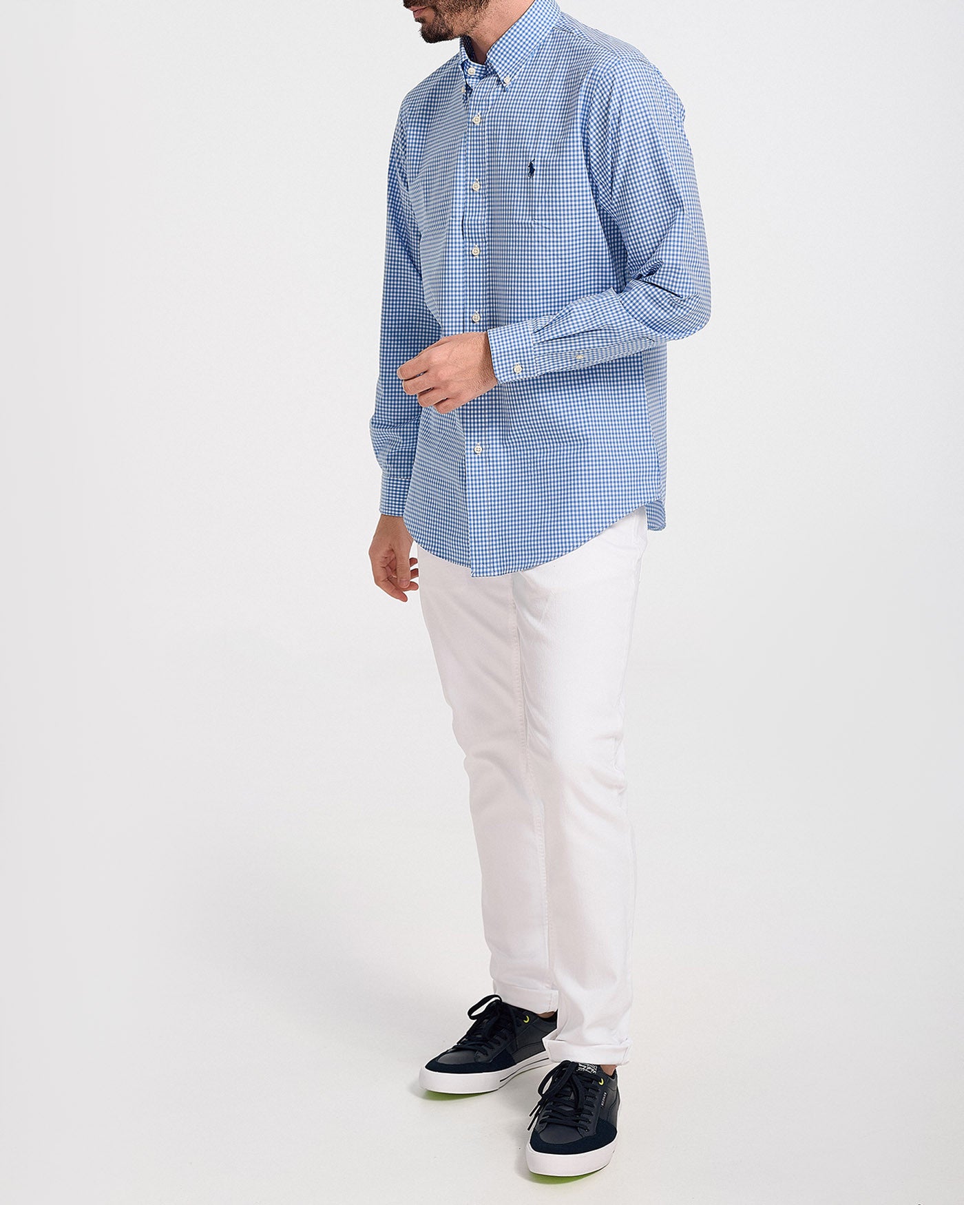 Ralph Lauren Slim Fit Checked Poplin Shirt  | Blue/White