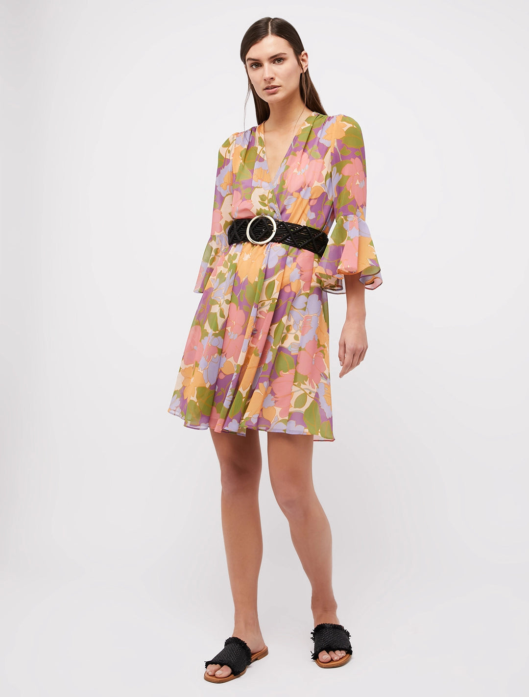 Penny Black Dress in Floral Georgette | Burgundy