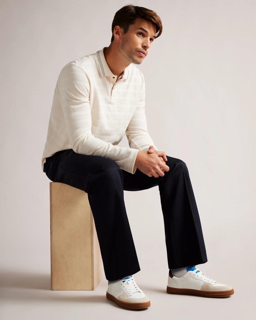 Ted Baker Barkerl Leather and Suede Trainers | White