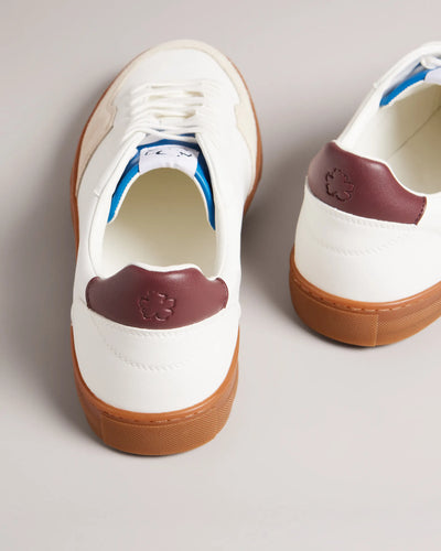 Ted Baker Barkerl Leather and Suede Trainers | White