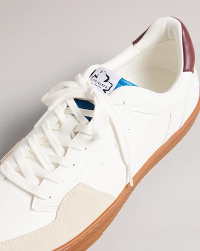 Ted Baker Barkerl Leather and Suede Trainers | White