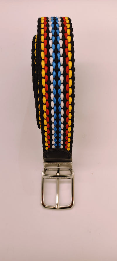 Paul & Shark Leather Trimmed Reversible Elastic Belt | Red/Blue