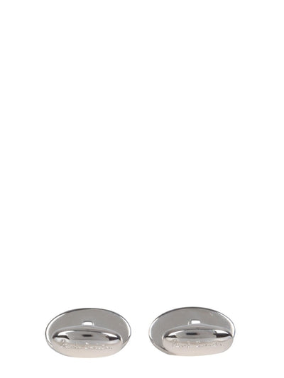 Paul Smith Logo Embossed Oval Cufflinks | Silver