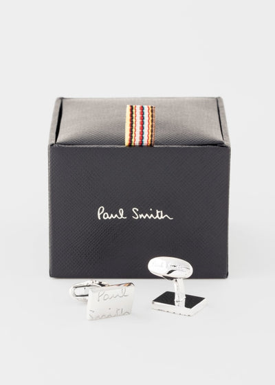 Paul Smith Oversized Signature Logo Cufflinks | Silver
