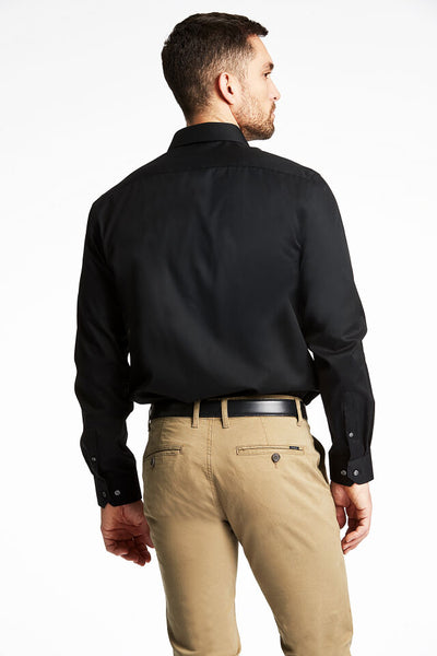 Lindbergh Plain Fine Twill Non Iron Stain Resistant Shirt | Black