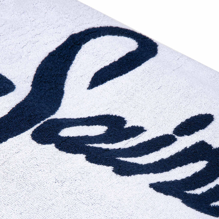MC2 Saint Barth Terry Beach Towel with Navy Frame | White/Navy
